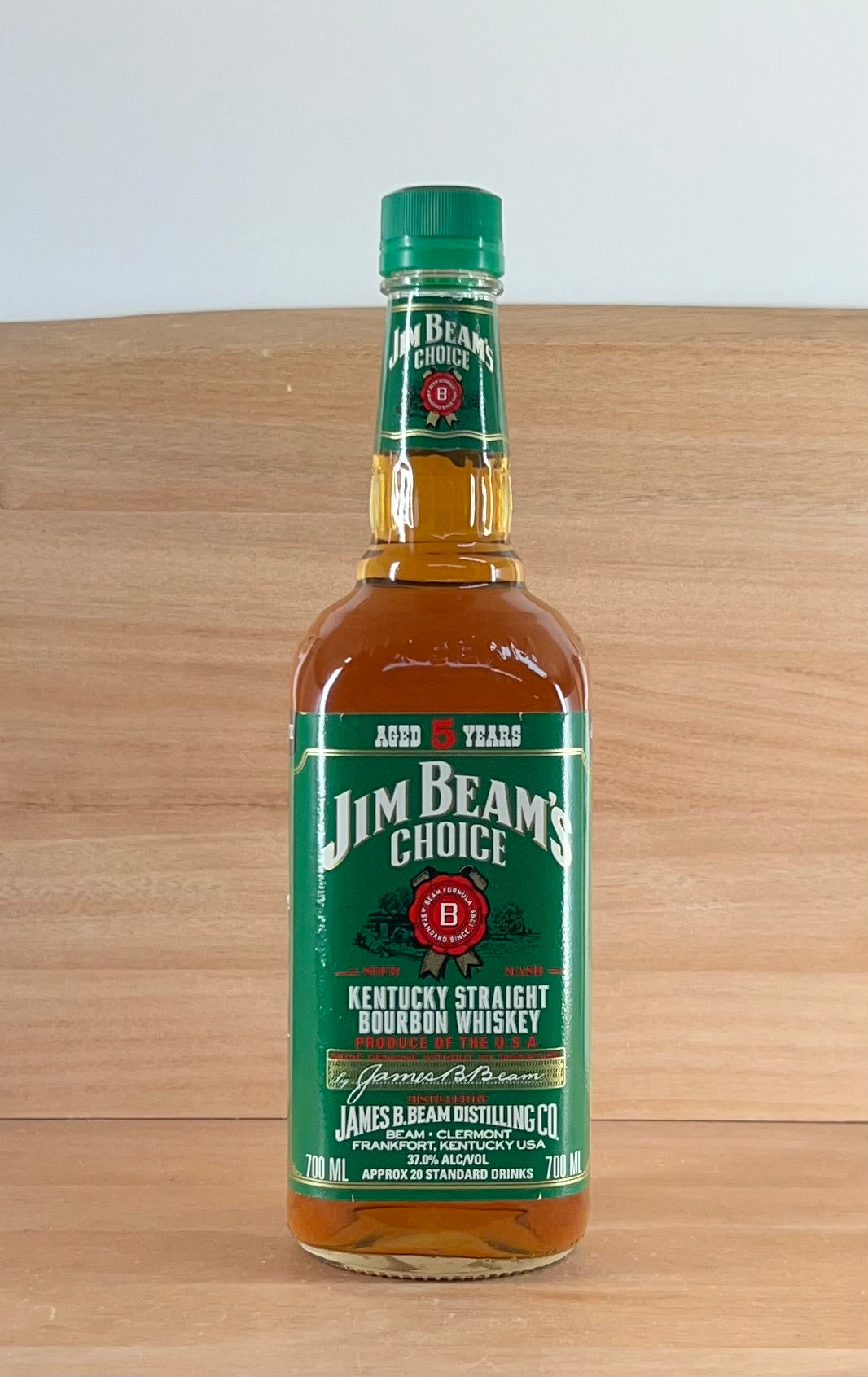 Jim Beam Choice Kentucky Straight Bourbon Whiskey (older style bottle, 6 generation, green plastic cap)
